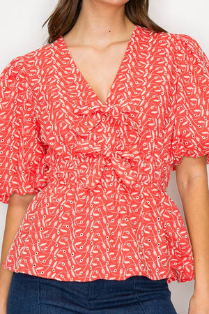 Coral Cotton Embroidery Top