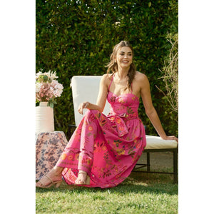 Embroidered Bustier Midi Dress