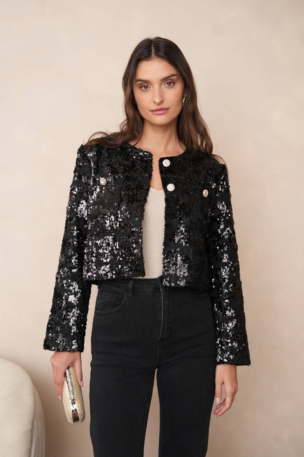 Sequin tweed jacket store