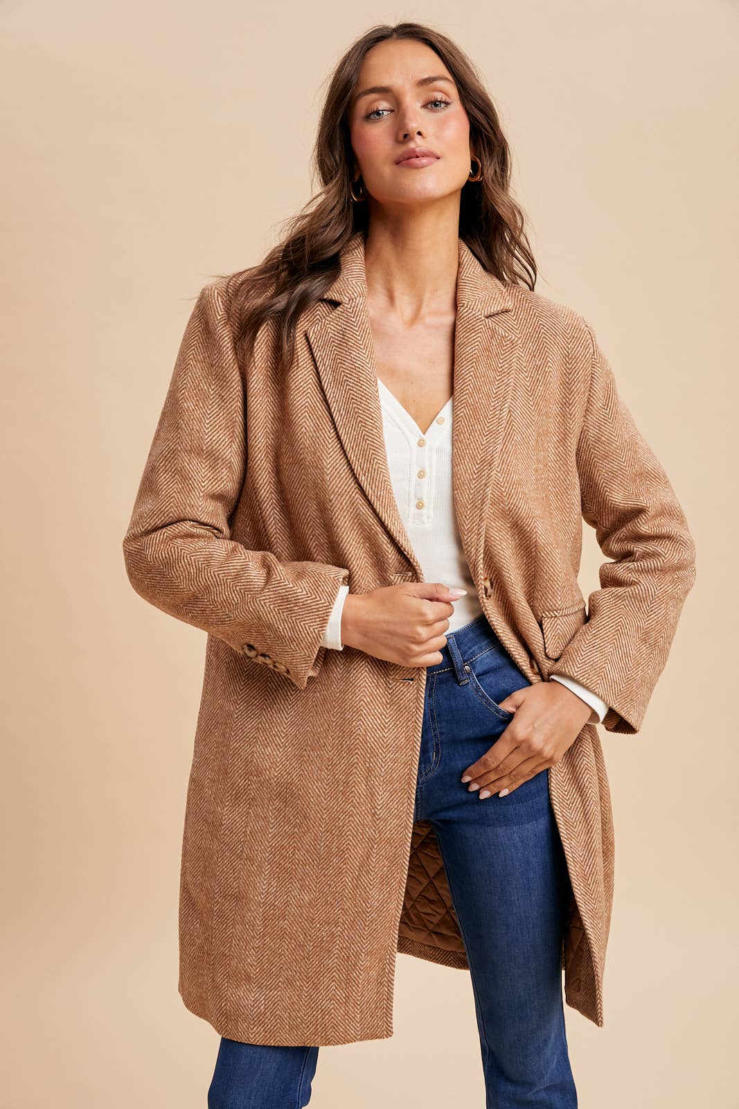 Herringbone Duster Coat