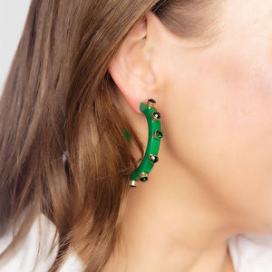 Canvas Style - Renee Resin and Rhinestone Hoop Earrings: Bubble Gum