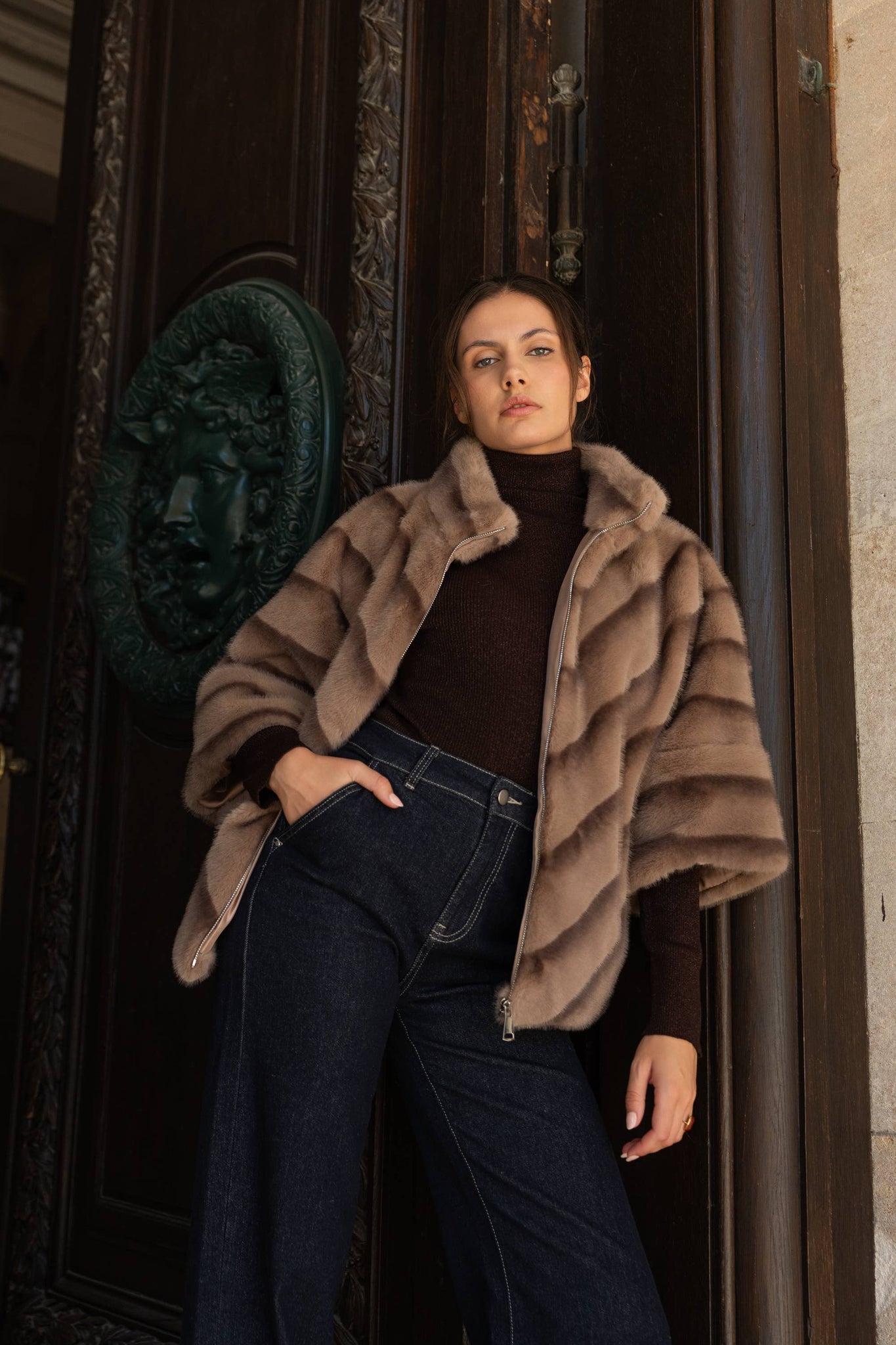 Copenhagen Faux Fur Cape Jacket