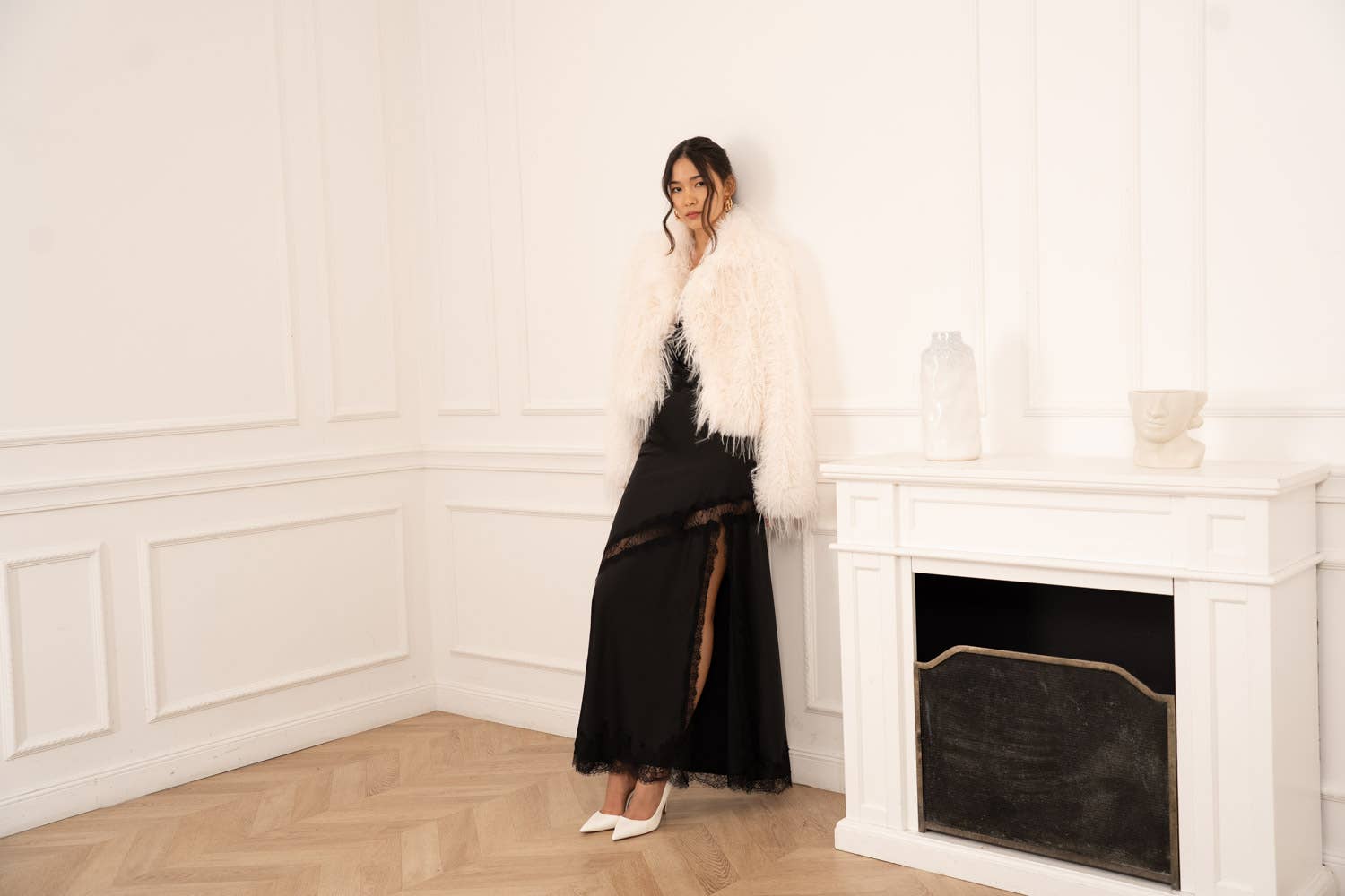 Asymmetrical Satin Lace Dress