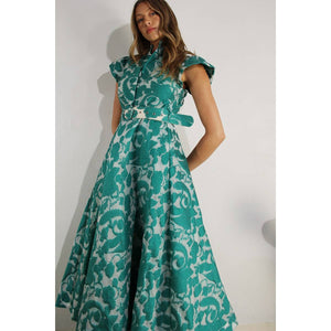 Embossed Print Midi Dress