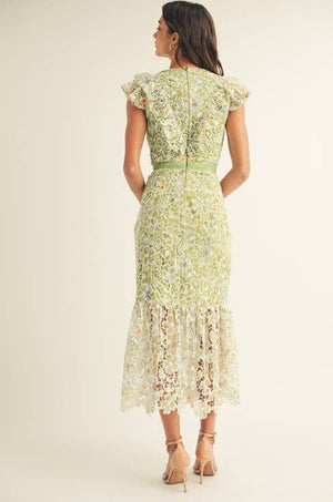 Crochet Lace Sleeveless Midi Dress