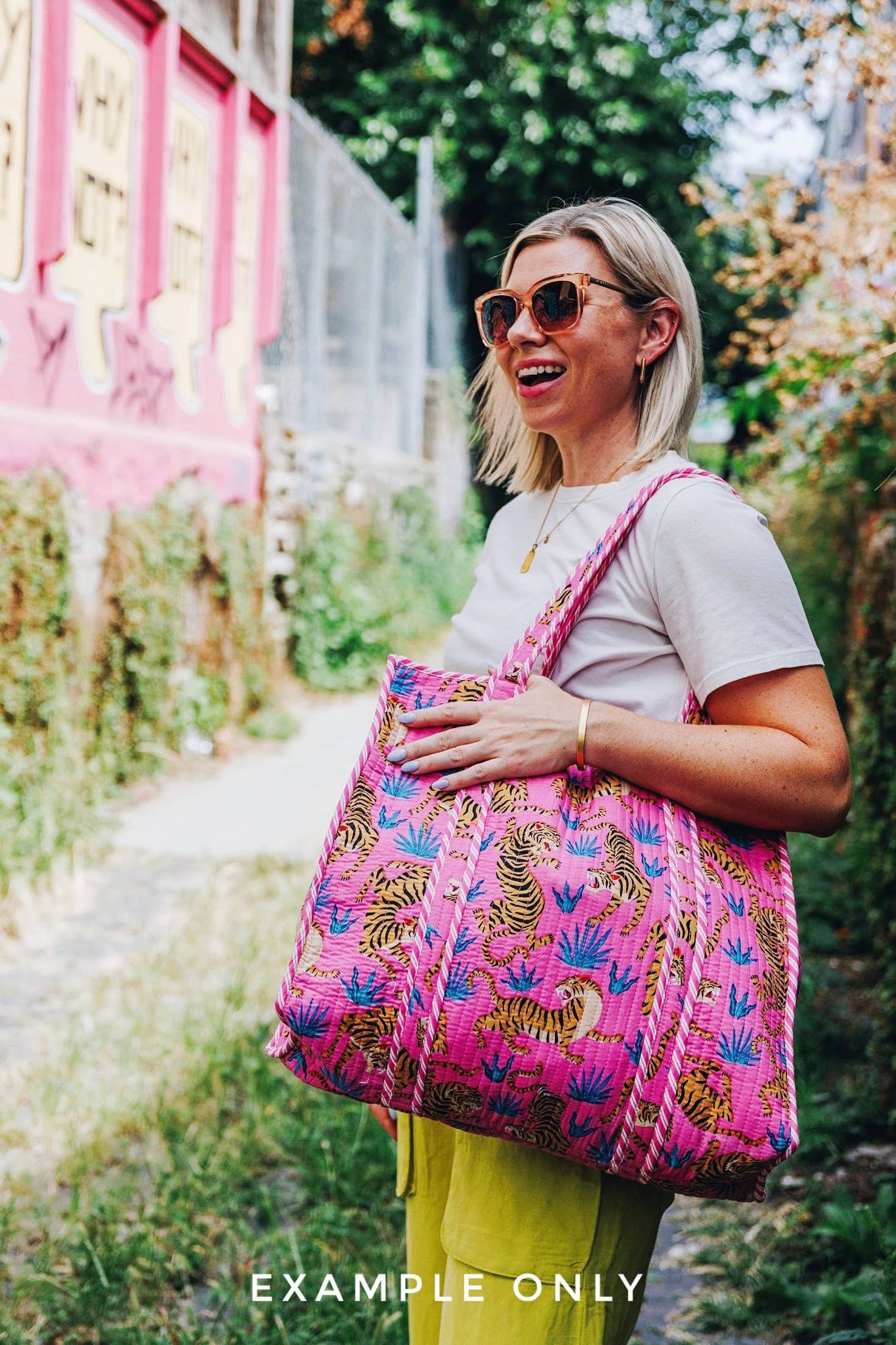 Pink Patchwork Quilted Tote Bag