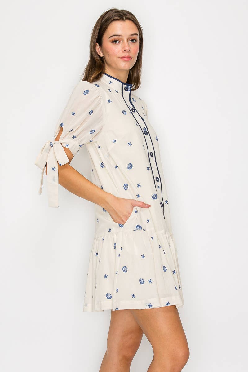 Under The Sea Embroidery Mini Dress