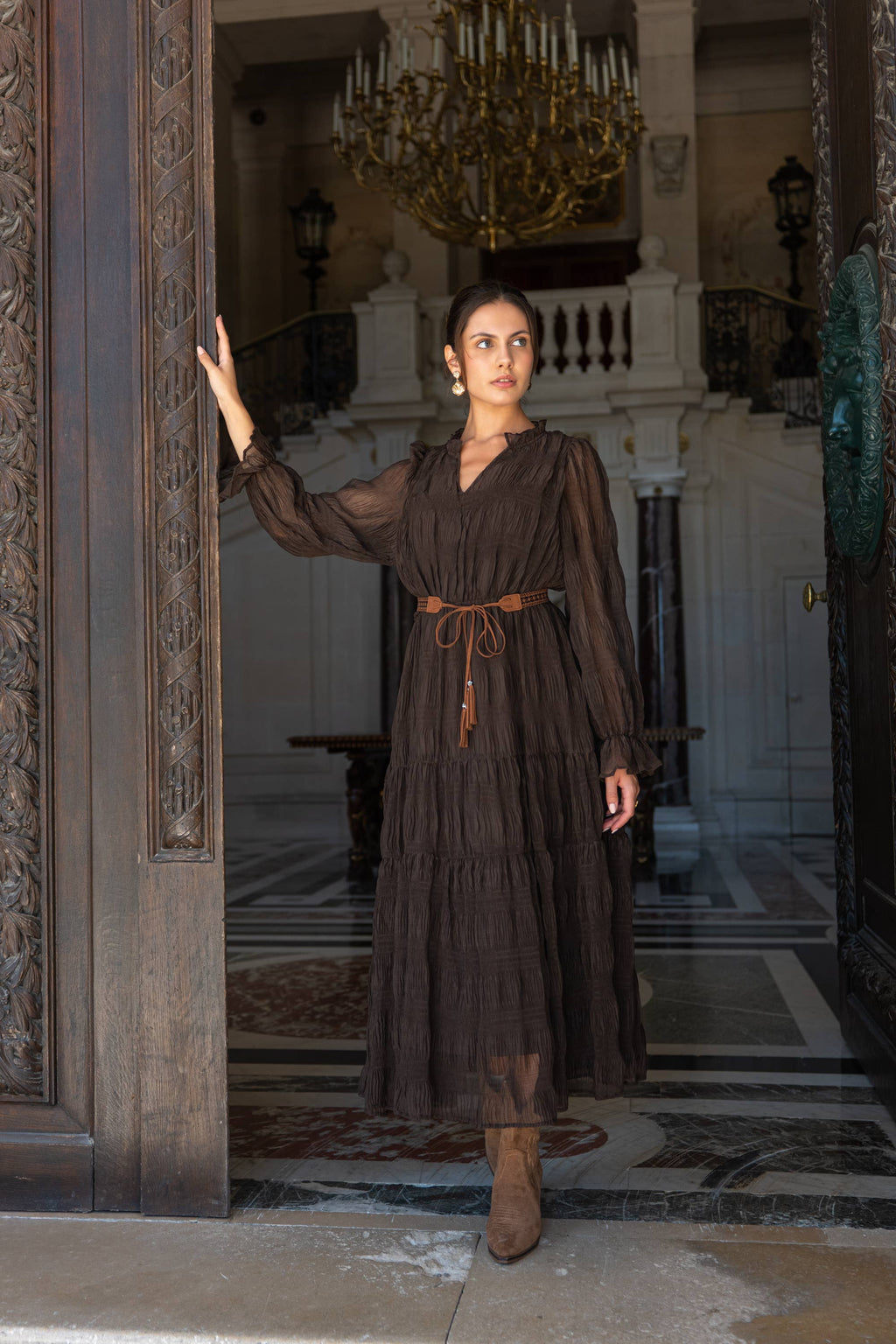 Simone Ruched Long Dress