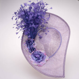 Sinamay Base With Flowers Feathers On The Brim - Red