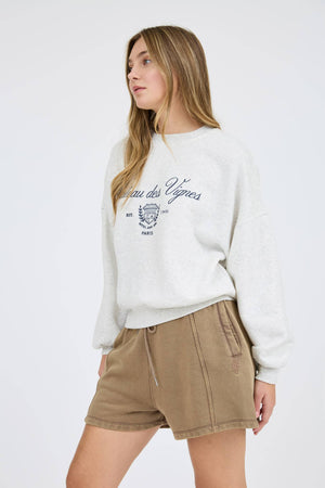 Paris Embroidered Crew Knit Top