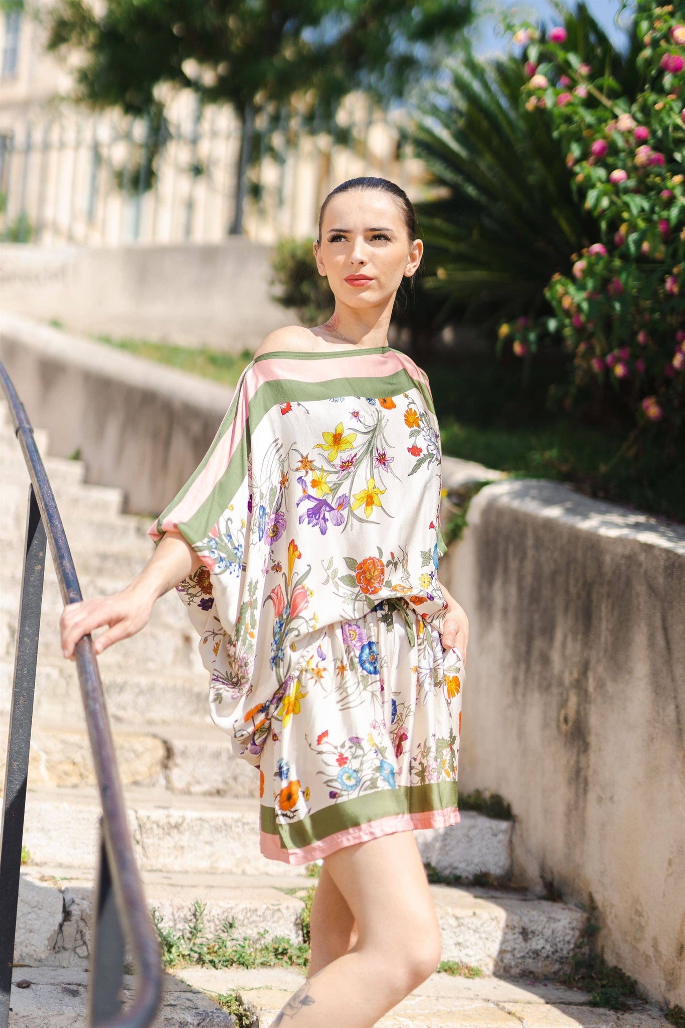 Floral Print Silk Shorts