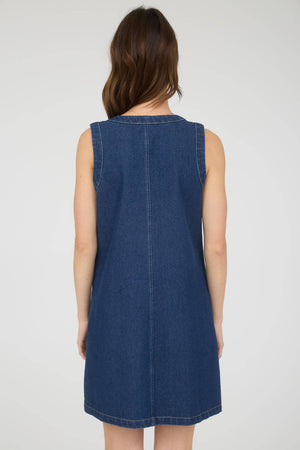 Gold Button Denim Mini Dress