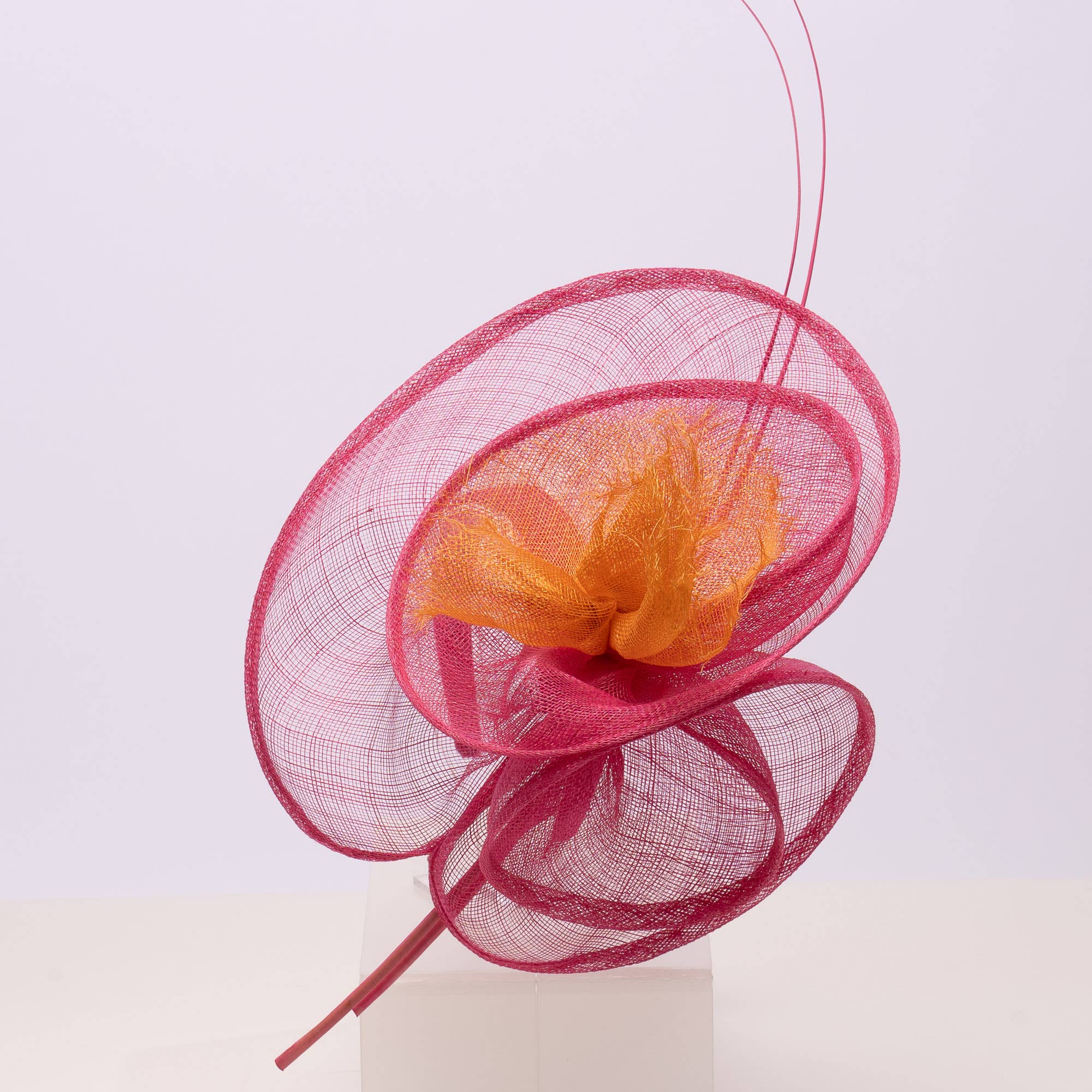 2Tone Sinamay Fascinator With 2 Quill Stick Feathers