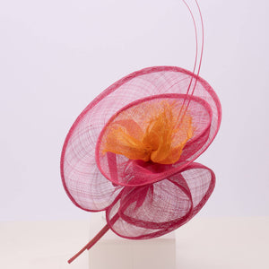 2Tone Sinamay Fascinator With 2 Quill Stick Feathers