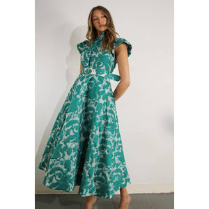 Embossed Print Midi Dress