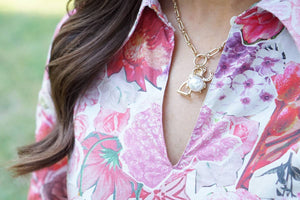 Rosalind Equestrian Charm Necklace in Shiny Gold