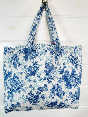 Cottage Floral Quilted Tote Bag