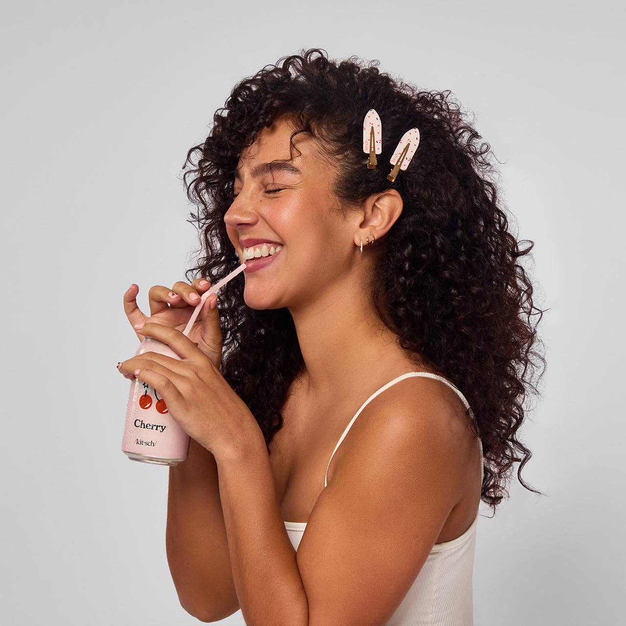 KITSCH - Recycled Plastic Creaseless Clips 4pc Set- Cherry Print