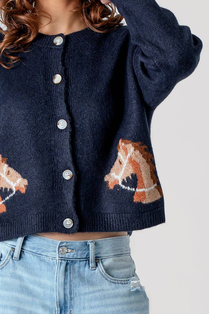 Equestrian Dream Cardigan - Navy