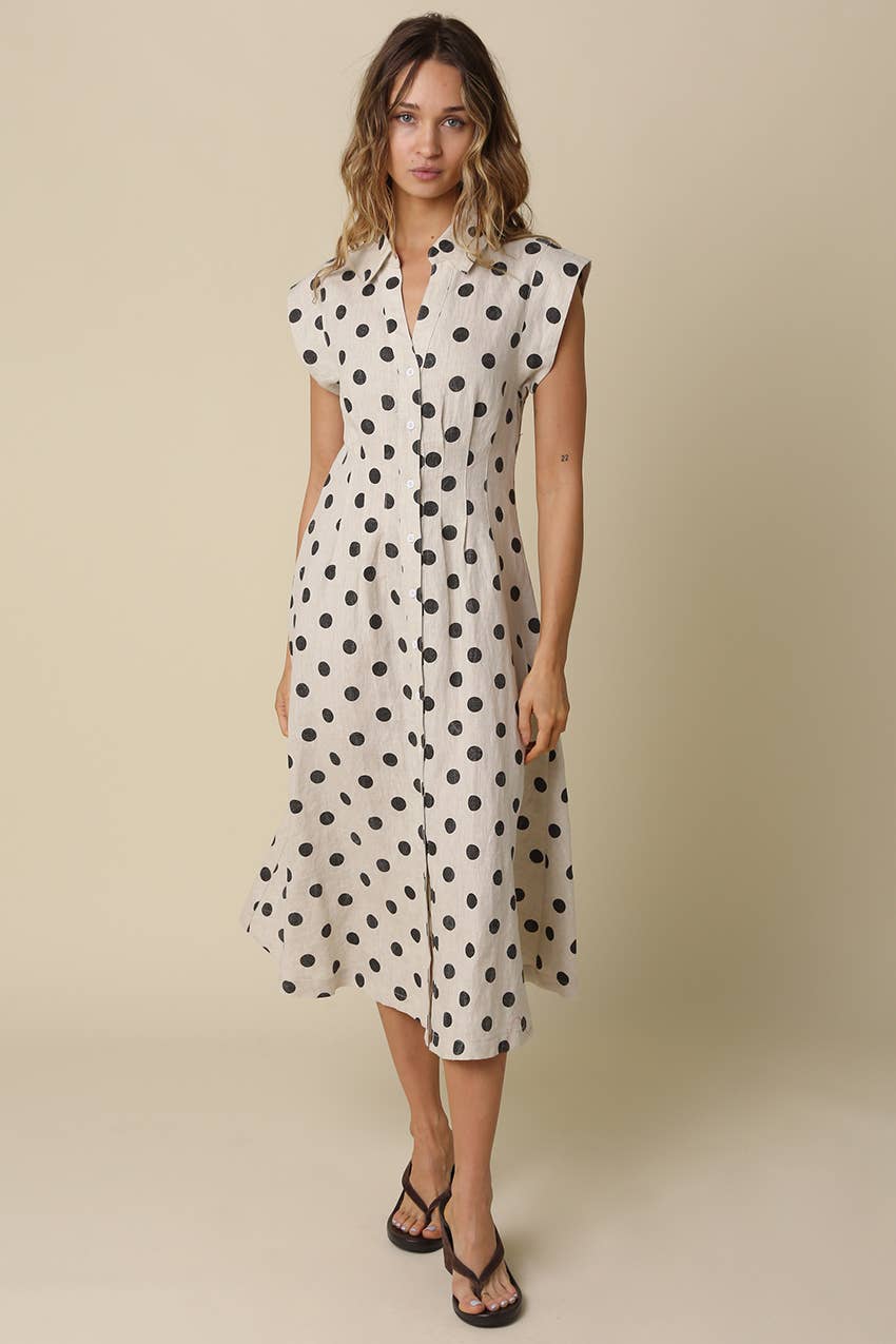 Carlie Polka Dot Linen Maxi Dress  Miss Scarlett Boutique