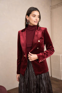 Burgundy Velvet Blazer