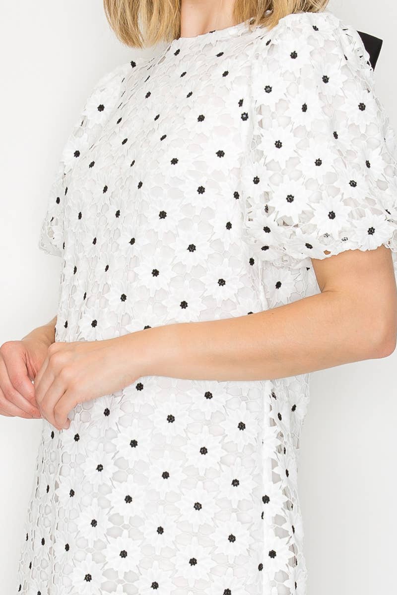 Daisy Polka Dot Lace Mini Dress