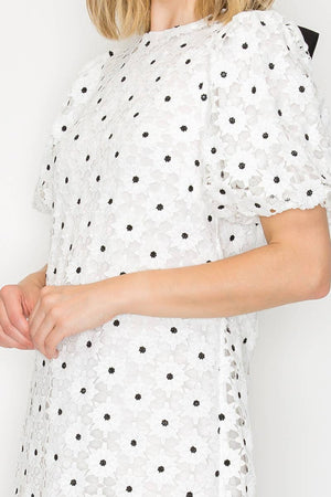 Daisy Polka Dot Lace Mini Dress