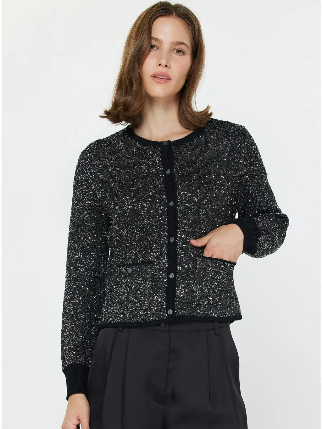 Shimmer Button Down Cardigan