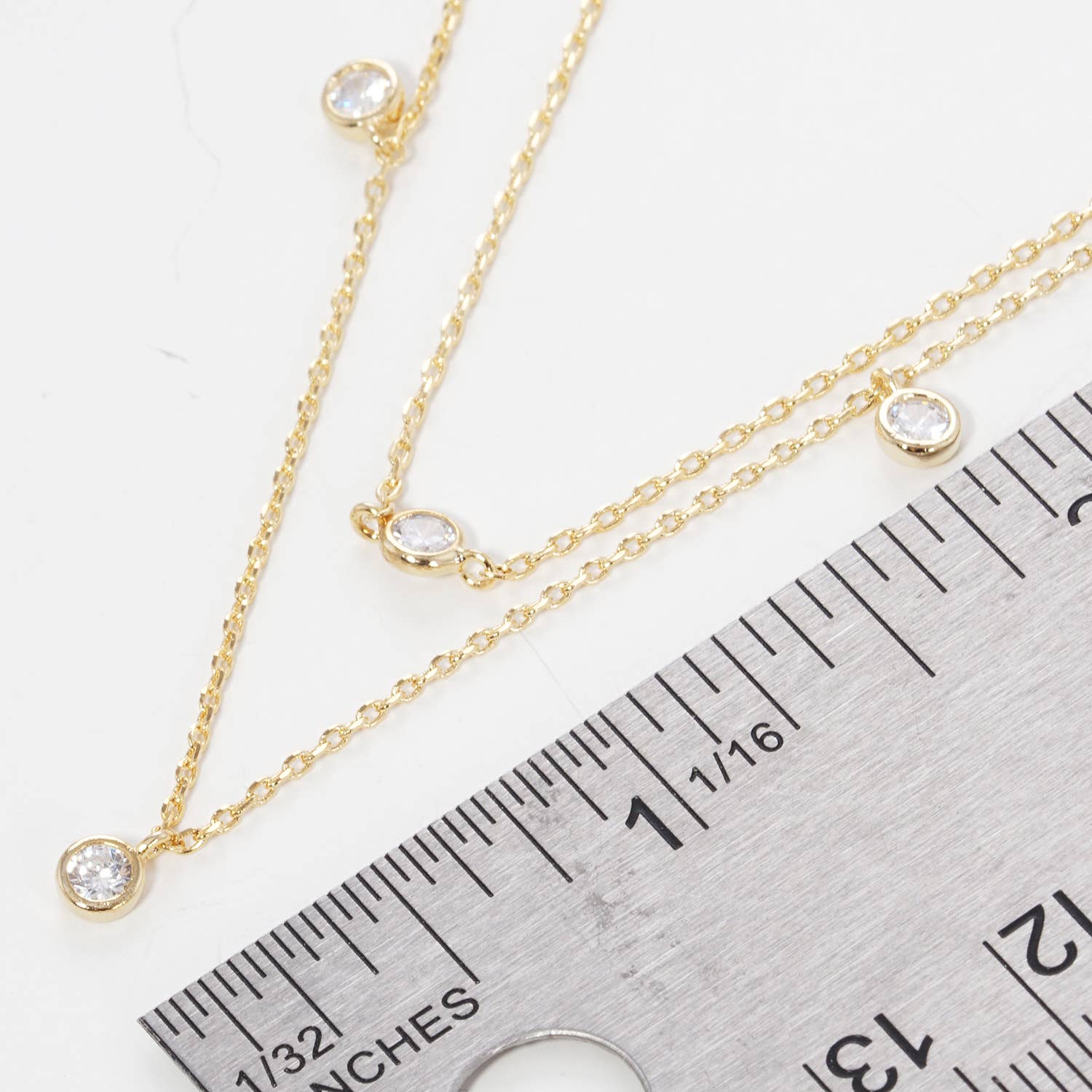 Cubic Zirconia Layered Gold Dipped Necklace