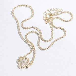 Clover CZ Pave Pendant Chain Necklace