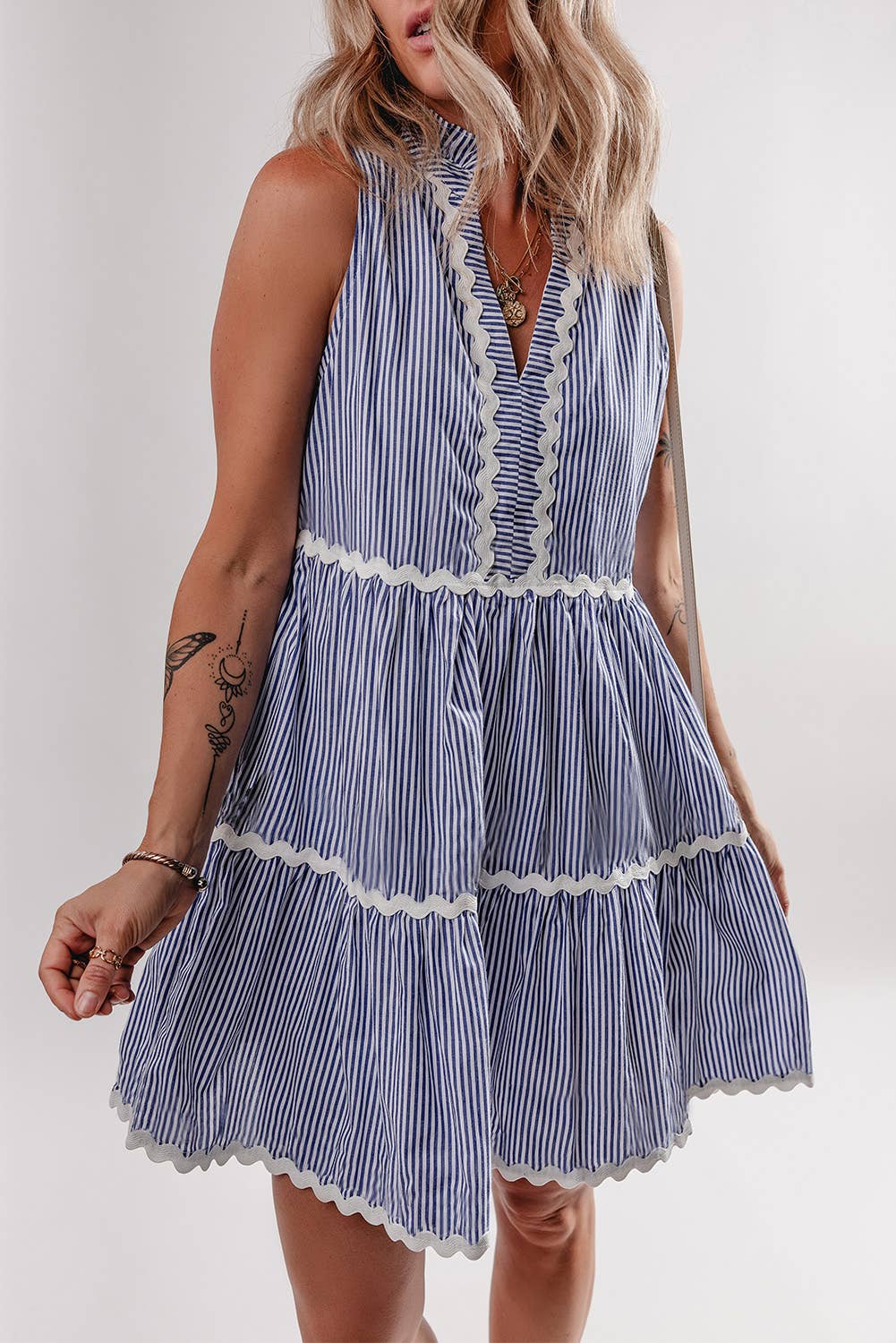 Ric-Rac Trim Sleeveless Mini Dress