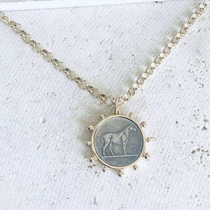 Gold Horse Coin Chain Necklace
