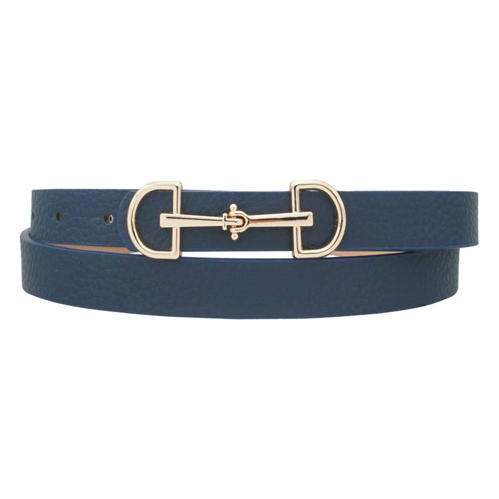 Horsebit Buckle Skinny Belt