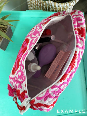 Pink Patchwork Quilted Cosmetic Bag