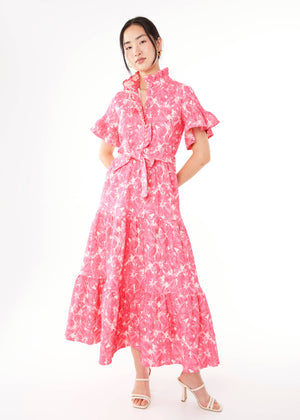 Sadie Hibiscus Jacquard Maxi Dress