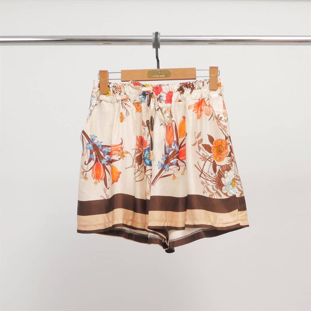 Floral Print Silk Shorts