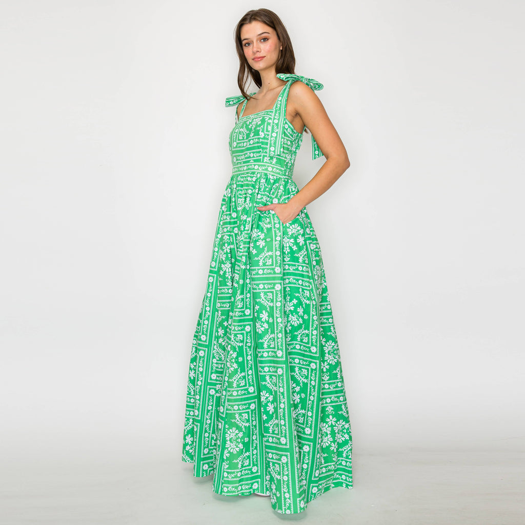 Green Bandana Print Dress