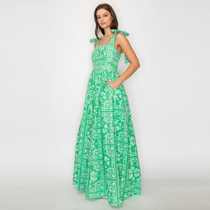 Green Bandana Print Dress
