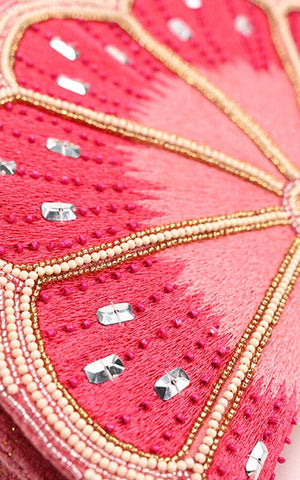Cresent Pink Lemon Embellished Shoulder Bag