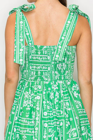 Green Bandana Print Dress