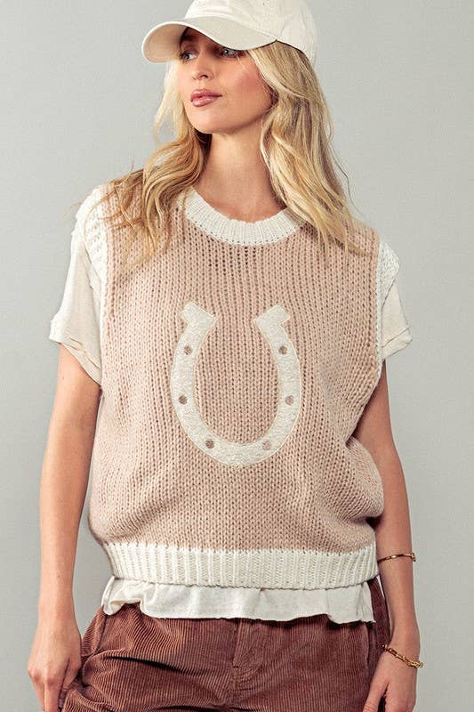 Wild Knit Horseshoe Sweater Vest