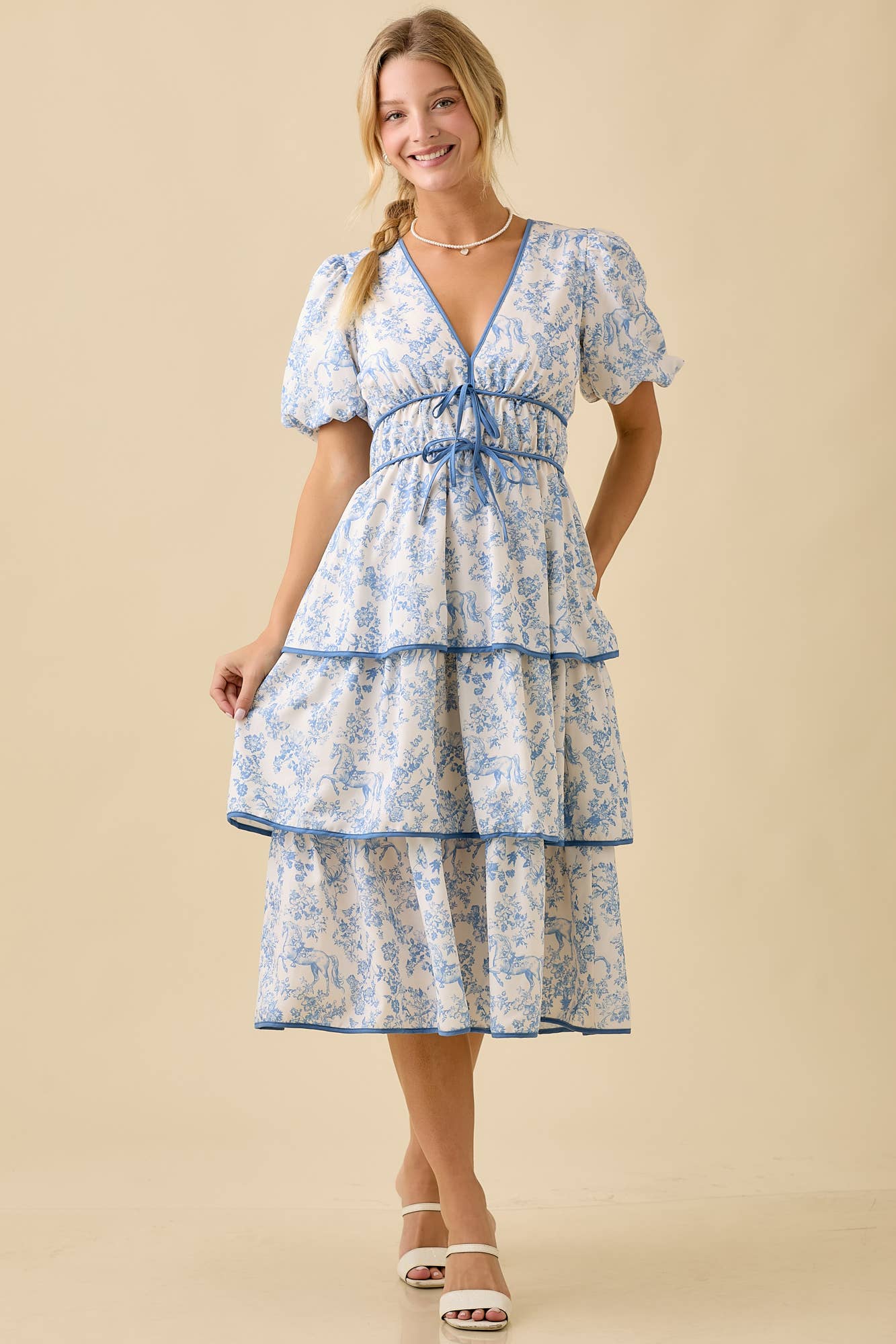 Vintage Horse Toile Midi Dress