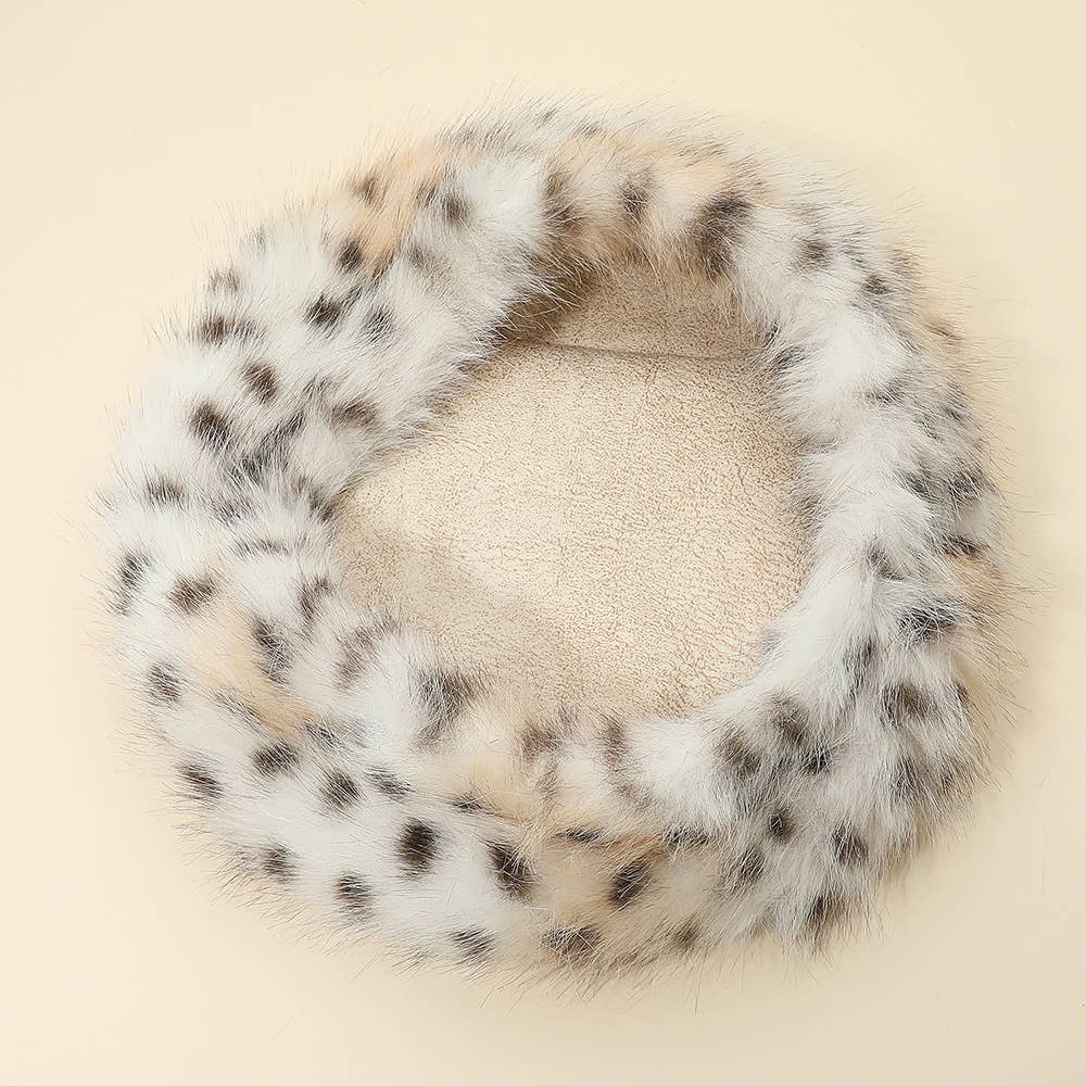 Plush Faux Fur Round Winter Beret Hat