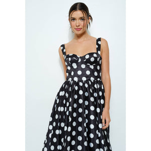 Polka Dot Bustier Midi Dress