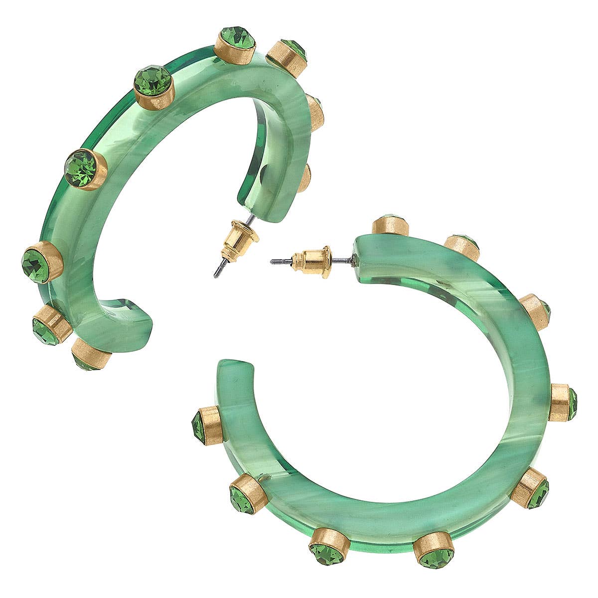 Canvas Style - Renee Resin and Rhinestone Hoop Earrings: Bubble Gum