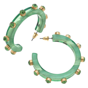 Canvas Style - Renee Resin and Rhinestone Hoop Earrings: Bubble Gum