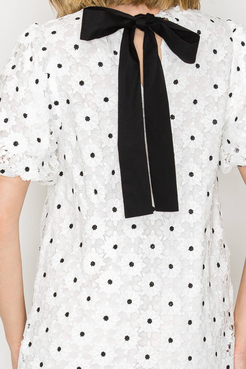 Daisy Polka Dot Lace Mini Dress