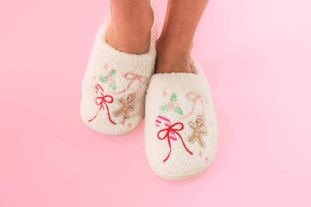 Gingerbread Bows - Christmas Sweets Slippers - Adult 4 sizes