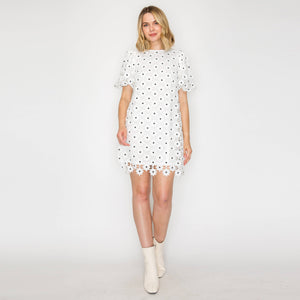 Daisy Polka Dot Lace Mini Dress