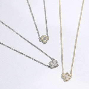 Clover CZ Pave Pendant Chain Necklace